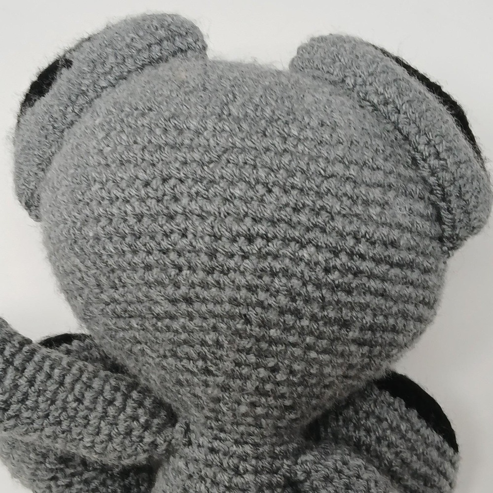 Adorable Handmade Gray Raccoon Doll Crocheted Stuffed Animal Plush Toy 13 Inches - Picture 5 of 8